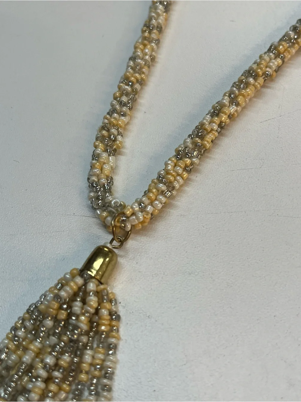 Bijoux Bar Gold Beaded Tassel Pendant Necklace
